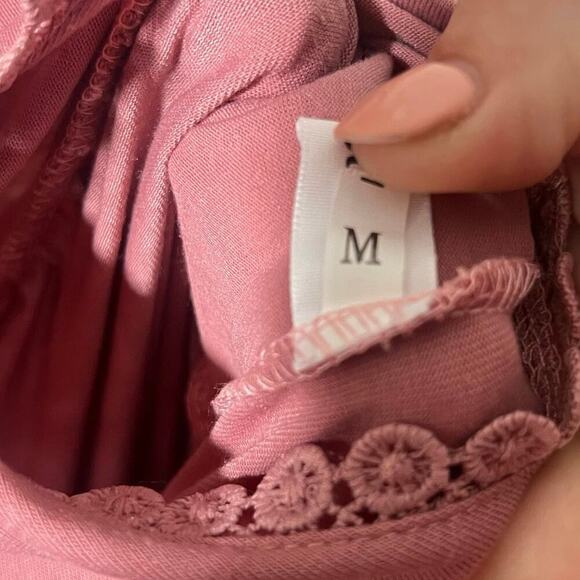 Women’s Muave Maxi Dress Size Medium High Neck Slits Babydoll Lightweight Boho - Picture 3 of 6